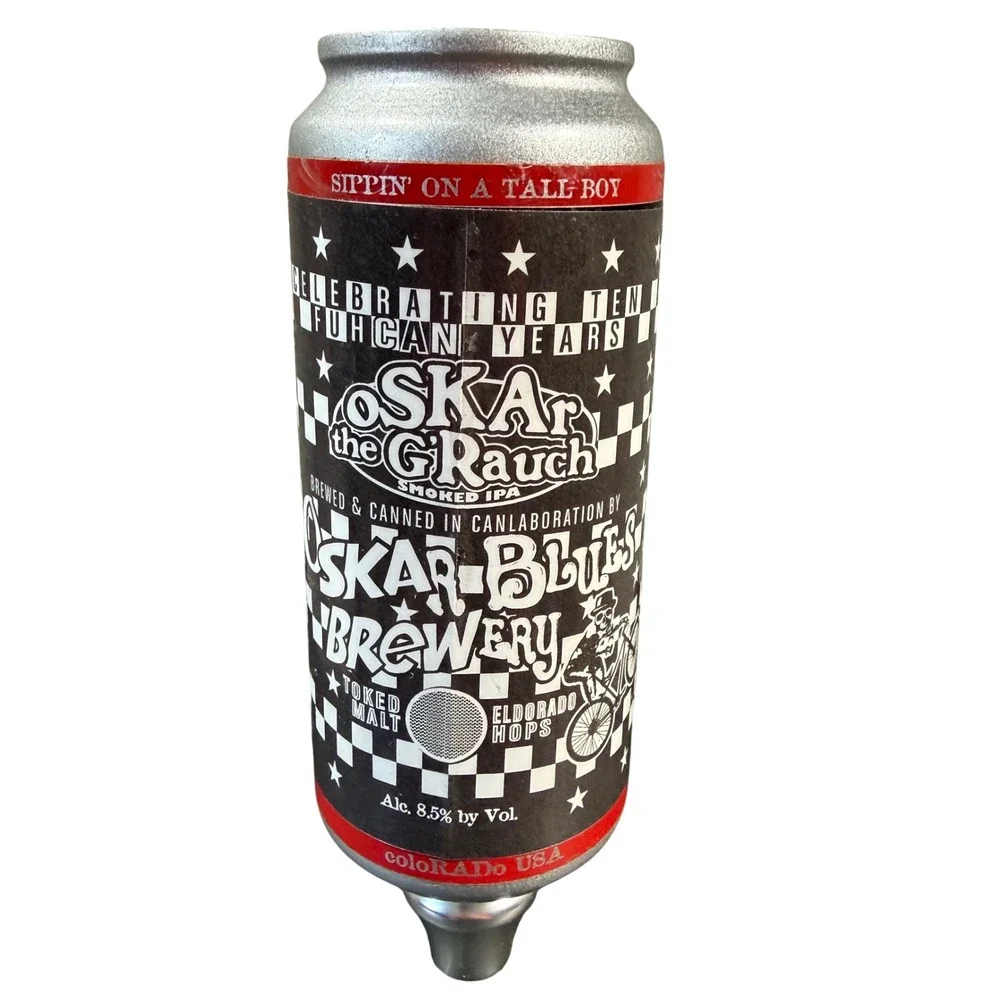 Oskar Blues Ska the Grauch Beer Tap Handle Silver Black Tall Boy Can Barware